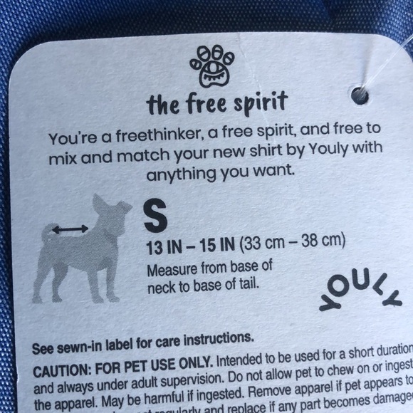 NWT Youly Free Spirit Dog Shirt S - Picture 5 of 8